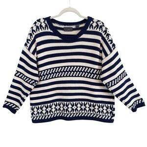 Esprit Sport Vintage 80s 90s Striped‎ Cotton Sweater M Grannycore Coastal Preppy